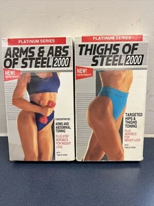 2 VHS 1993 Thighs of Steel & Arms & Abs Of Steel Platinum Series 2000 Workout - Picture 1 of 12