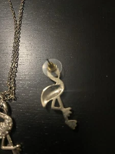 Flamingo Diamanté Earrings Necklace Set Sparkly Jewellery Party Fun - Picture 1 of 3