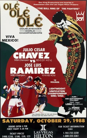 Original Vintage Julio Cesar Chavez Vs Jose Luis Ramirez Boxing Fight Poster Cover