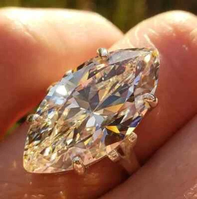 6Ct Marquise Cut Lab Created Diamond Women Engagement Ring 14k White Gold Plated - Image 1 of 4