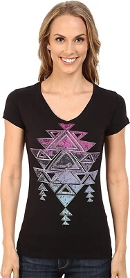 Camiseta informal Cruel 240020 para mujer manga corta cuello en V negra talla grande Foto 1 de 2