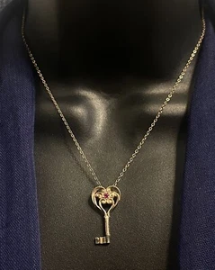 Collar colgante llave plata esterlina 1979 Franklin Mint vintage - Imagen 1 de 10