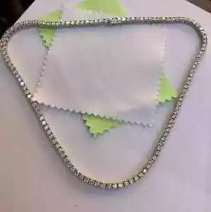 3mm Round Lab-Created Diamond Tennis Necklace For Women 14k White Gold Plated - Picture 1 of 4