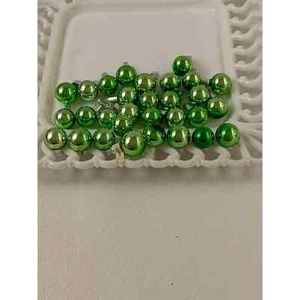 VINTAGE Mini Mercury Glass Christmas balls 1960s Japan Ornaments Green - Picture 1 of 1