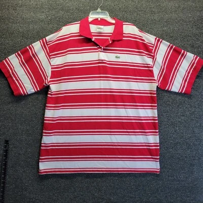 Vtg Red White Stripe Lacoste Short Sleeve Polo Shirt Men's Sz 3XL (Sz estimated) - Image 1 of 4