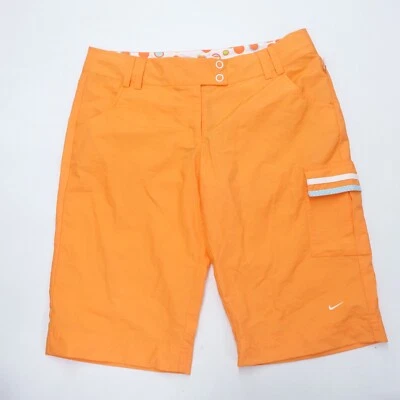 Nike Sportswear Shorts Womens Medium Orange Cotton Swoosh Slash Pocket Zip Fly - Image 1 of 4
