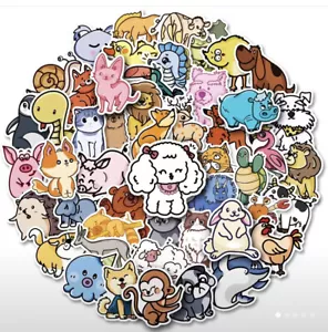 Cartoon Animal Pattern Assorted Waterproof Stickers 50PC - Picture 1 of 4