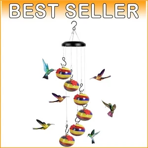 Durable Outdoor Hummingbird Feeder with Whimsical Wind Chime - Rainbow Design - Picture 1 of 8