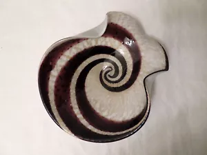Tazón en espiral de vidrio artístico soplado a mano moderno de mediados de siglo marrón Murano? - Imagen 1 de 5