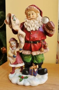 Beautifully Crafted Hand Painted "Santa with Girl" Ornament - Picture 1 of 3