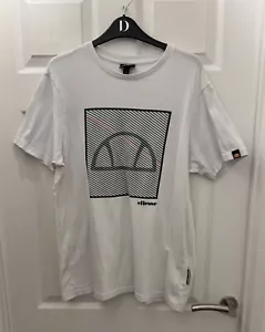ELLESSE Mens Graphic T-Shirt Top Sebastian Large White Cotton - Picture 1 of 4