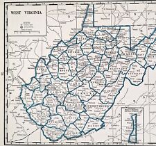 1934 Map West Virginia County Township Railroads Charleston Buckhannon Fairmont
