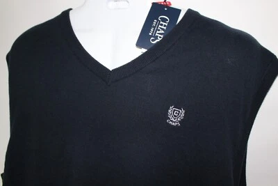 CHAPS RALPH LAUREN POLO AZUL MARINO CUELLO EN V SIN MANGAS SUÉTER CHALECO TALLA: 3XLT NUEVO CON ETIQUETAS Foto 1 de 2
