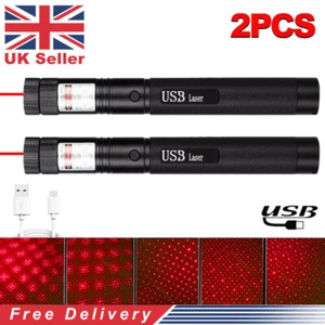 2x 650NM Red Laser Penlight USB Rechargable Torch Light Beam Adjustable 300Miles - Picture 1 of 12