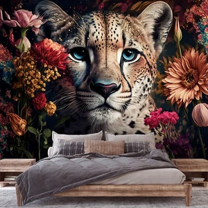 Fototapete Tiger Tiere 3D Effekt Blumen Natur VLIES TAPETE XXL + KLEISTER - Bild 1 von 11