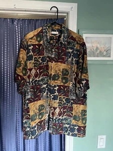 Burma Bibas Herren 100% Seide Hemd mit Knopfleiste Größe L Vintage - Bild 1 von 6