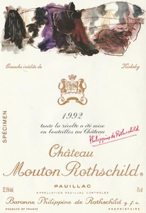 etiquette de vin chateau mouton Rothschild 1992 specimen Kirkeby - Picture 1 of 1