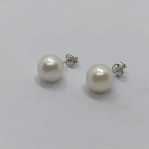 ARMONIE GIOIELLI Pendientes Perla Blanco y Oro Blanco 18Kt P.9,5 -10 MM (0410) - Imagen 1 de 9