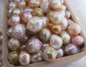 ENORME 12-14MM NATURAL MAR SUR ROSA MULTICOLOR BARROCO PERLA TOTALMENTE PERFORADA - Imagen 1 de 2