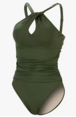 Traje de baño DOLFIN Aquashape para mujer contemporáneo frontal ojo de cerradura de una pieza oliva M Foto 1 de 4