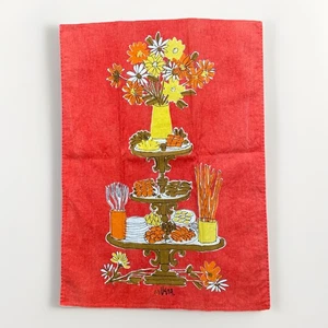Vera Neumann Blumenvase Stufen Party Tablett Küche Geschirrtuch signiert mit Marienkäfer - Bild 1 von 5