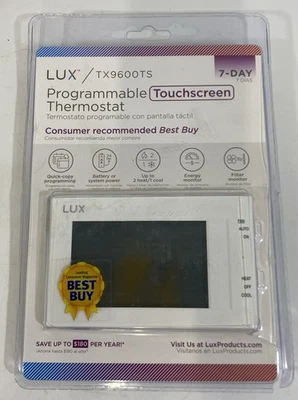 Lux TX9600TS Touchscreen Programmable Thermostat - White - Image 1 of 4