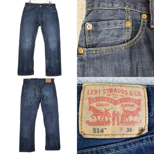 Levis 514 Denim Jeans Blue Wash Straight Leg 5-Pocket Men’s Size 36x32 - Picture 1 of 9