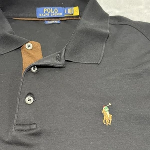 EUC Polo Ralph Lauren Polo Shirt Mens Large Black Classic Fit Soft Flesh Pony - Picture 1 of 7