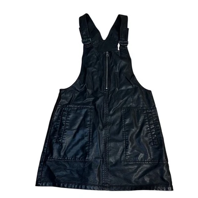 Vestido Free People Negro Cuero Vegano Mini Bolsillos Cremallera Frontal XS Foto 1 de 4