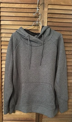 Green Tea Women's Quilted Charcoal Gray Hooded Pullover Hoodie Large - Image 1 of 4