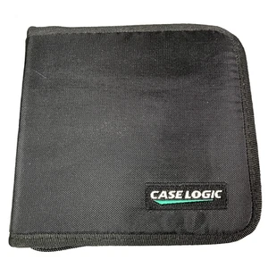 Case Logic 24 CD Wallet Orig Aqua Wedge Logo Car Soft Case Black Zip Nice! - Picture 1 of 5