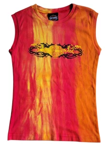 Harley Davidson Women's Size S Red Tie Dye Graphic Tank Top Wenatchee Washington - Picture 1 of 9