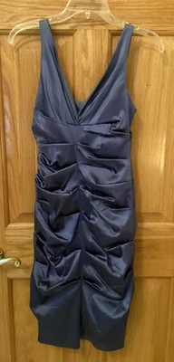 Nicole Miller Women’s Size 2 Blue Sleeveless Rutched Slim Fit Dress CW1-793L - Image 1 of 4