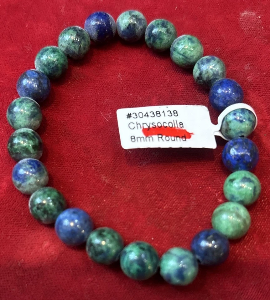 Круглый эластичный браслет хризоколла 8 мм - Изображение 1 из 1