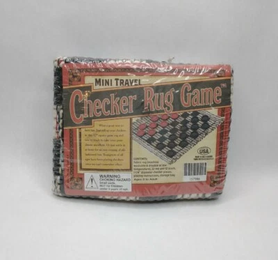 Mini Travel Checker Fabric Rug Game 12 Inches Square Plastic Checkers Set New - Image 1 of 4