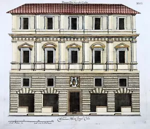 1679 Costa’s House, Rome, Italy, von Sandrart, hand colored double folio - Picture 1 of 2