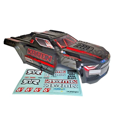 Cuerpo Arrma Kraton 6s EXB V6 SIN CLIP pintado de fábrica negro rojo calcomanía ARA-1539 Foto 1 de 4