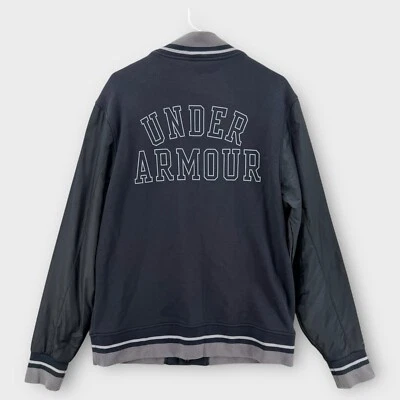 Chaqueta Under Armour Para Hombre Grande Botón a Presión Algodón Logo Bombardero Universitario Deletrear Foto 1 de 4