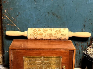 Springerle Rolling Pin Cookie Mold Wild Flower & Mushroom Wood German Springerle - Picture 1 of 12