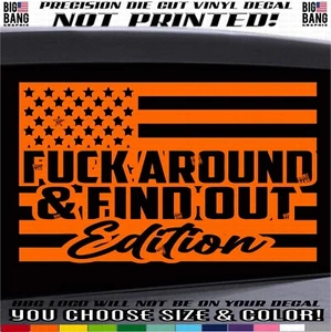 2A, Don't Tread On Me, Fuck-AROUND FIND OUT Edition USA Flag Vinyl Decal Sticker - Picture 1 of 4