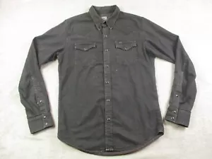 Lee Pearl Snap Denim Shirt Men's Faded Black Jean Dark Wash Western CowboyCarter - Picture 1 of 13