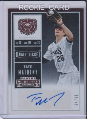 2015 Contenders TATE MATHENY rookie prospect Auto # 24/99 Red Sox - Image 1 of 2