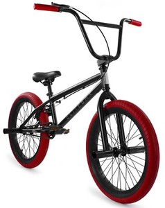 Elite 20" BMX Stealth Bicycle Freestyle Bike 1 Piece Crank Black Red NEW