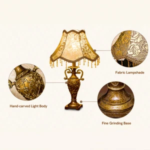 Traditional Desk Single Night Stand Lamp Pastoral Scalloped Fabric Table Lamp - Picture 1 of 8