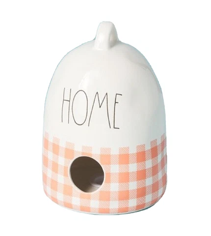 RAE DUNN "HOME" GINGHAM BEEHIVE BIRD HOUSE CERAMIC * NEW * FREE SHIPPING Cover