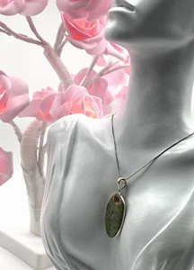 Vintage Sterling Silver 925 Pendant Ruby Fuchsite 11.46g - Picture 1 of 10