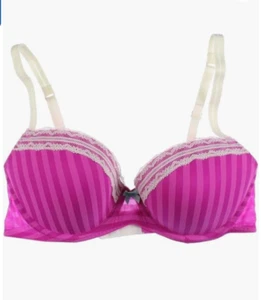 Betsey Johnson Women's Stripe Hype Balconette Bra Pink Size 32B 8266 - Picture 1 of 2
