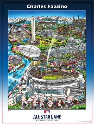 MLB All-Star Game WASHINGTON DC 2018 Official FAZZINO Pop Art 18x24 POSTER Print Cover