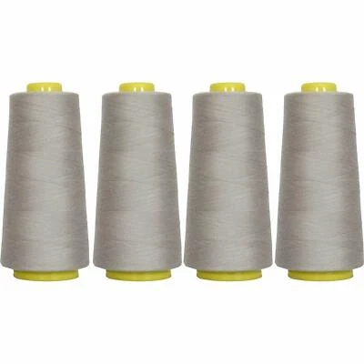 4 BIG CONES GREY SERGER SEWING THREAD 2750 YD TEX 27 40S/2- THREADART - Image 1 of 4