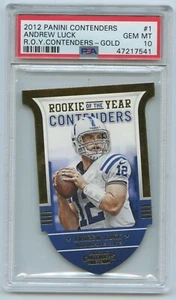 2012 Panini Contenders #1 Andrew Luck R.O.Y. Contenders Gold #/100 PSA 10 GEM MT - Picture 1 of 2